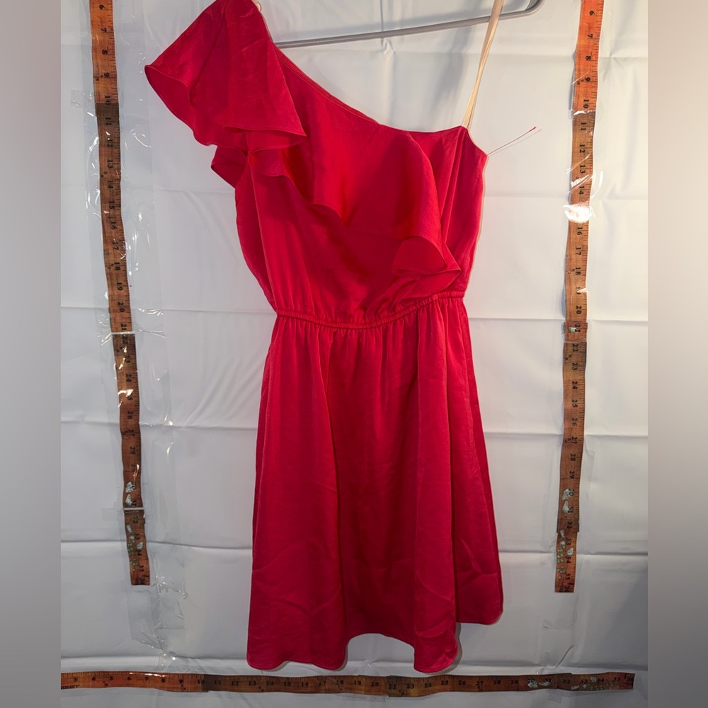 BCBGeneration One-Shoulder Ruffle Dress in Red